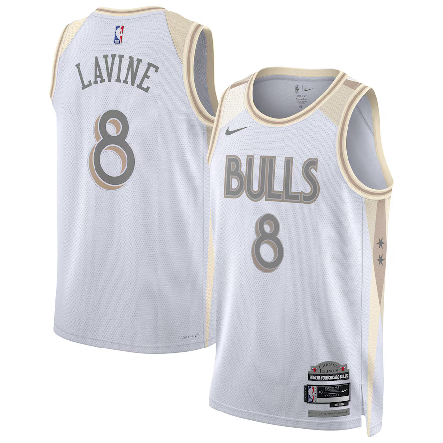Men Chicago Bulls 8 Zach LaVine Nike White City Edition 2024-25 Swingman Player NBA Jersey